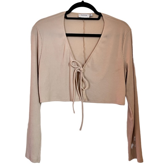 ASOS Flounce Club London Ribbed Crop Tie Cardigan - Picture 1 of 11